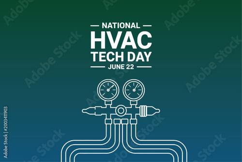 National HVAC Tech Day Illustration with Pressure Gauges for Cooling and Heating Professionals