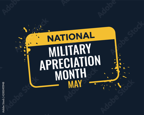 National Military Appreciation Month May Banner for Armed Forces Support and Veteran Honor
