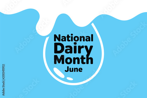 National Dairy Month June Banner with Milk Splash for Farming Industry and Calcium Nutrition