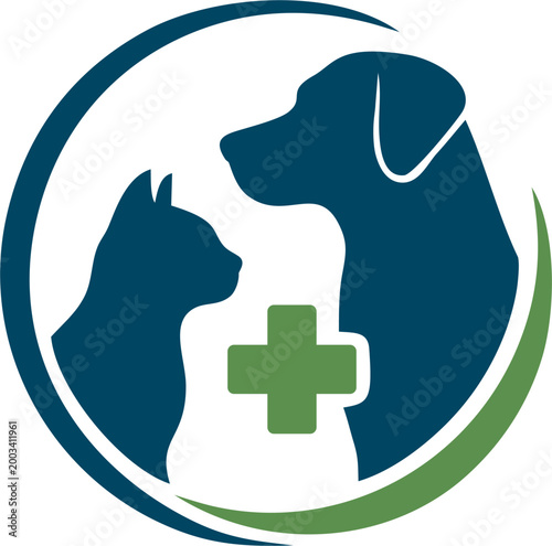 Stylish Pet Illustration: Cat and Dog in a circle