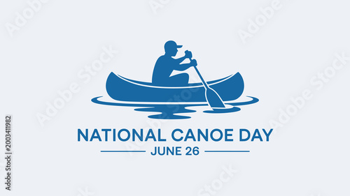 National Canoe Day Graphic with Paddler Silhouette for Outdoor Sports and Nature Tourism