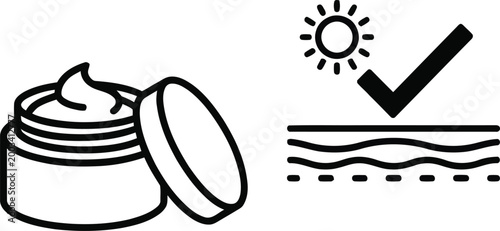Sun Care Dermatology UV Shield and Cosmetic Packaging Branding Vector