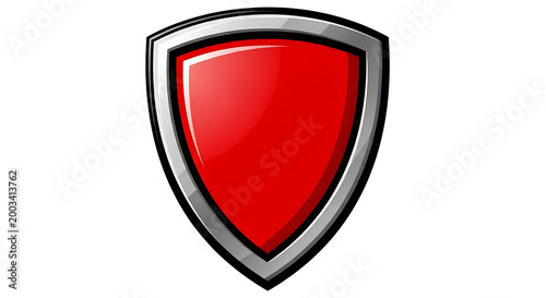 A glossy 3d red shield icon with a silver metal border serves as a secure protection symbol and heraldic safety emblem isolated on a white background vector illustration Free Download A glossy 3d red shield icon with a silver metal border serves as a secure protection symbol and heraldic safety emblem isolated on a white background vector illustration - GFXLoad