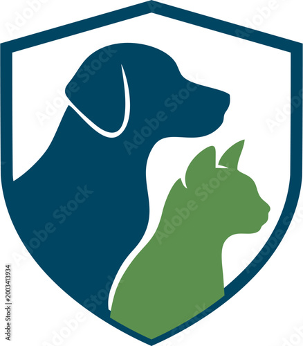 Stylish Pet Illustrations: Cats and Dogs in the shield