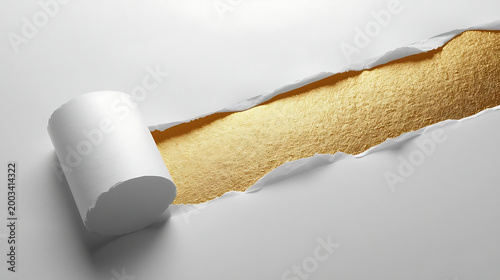 Ripped Paper Revealing Golden Texture
