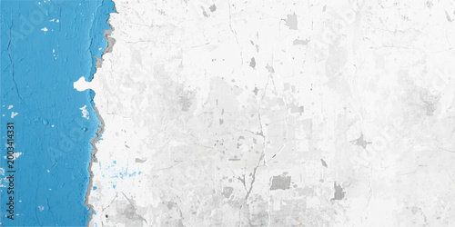 Εκτύπωση καμβά Distressed concrete wall texture with peeling blue and white paint, cracked plaster and chipped layers, rough grunge background with abstract weathered surface and vintage decay effect