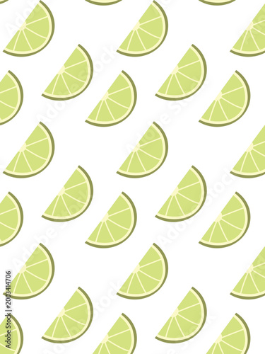 Modern seamless lime slice pattern on a bold black background in clean flat vector style. Perfect for packaging, textiles, wallpaper, wrapping paper, summer branding, kitchen decor, and digital design