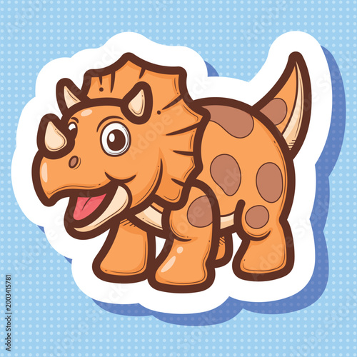 Cute Cartoon Triceratops Dinosaur Sticker