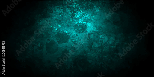 Vector Abstract turquoise textured background of mysterious pattern with spot light effect and black backdrop.