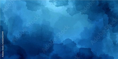 Vector Abstract watercolor painting of dark blue cloudy sky background and artistic vibrant backdrop.
