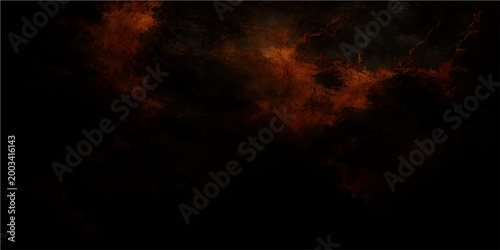 Vector Fiery celestial cosmos with dark nebulous interstellar space and crimson incandescent cosmic dust.