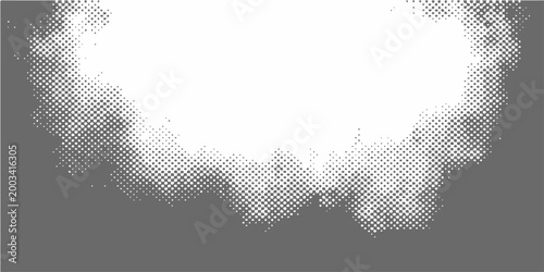Vector Abstract design with cloud-like form with a halftone pattern texture and monochrome style suitable for artistic backdrop.