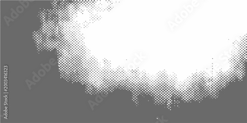Vector Abstract cloud shape with halftone effect against gray backdrop and atmospheric conditions.