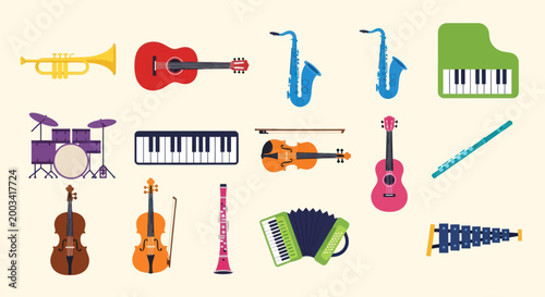 Musical instruments collection illustration