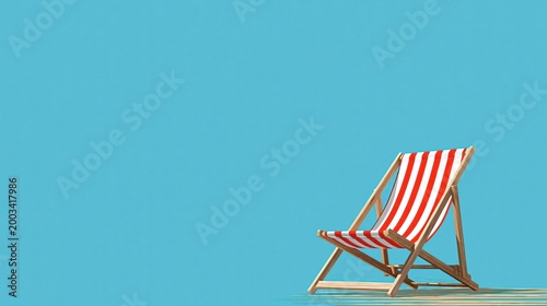 Nostalgic summer deck chair on clear sky backdrop