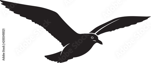 Silhouette of a seagull in flight a simple black vector graphic for freedom and travel concepts isolated on white