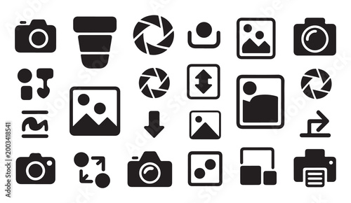 Camera lens and shutter aperture collection for professional photography and digital imaging.