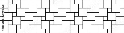 Pavement texture stone with block pattern tile and brick paver cobble. Floor cobblestone mosaic with interlock street road and pave view path. Square horizontal pavement with seamless concrete.