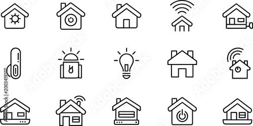 Smart home icons set with automation technology
