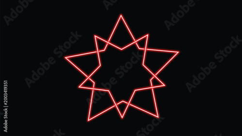 Geometric Starry Silhouette: A vibrant crimson star design against a deep ebony canvas, creating a visual symphony of abstract art and celestial allure.