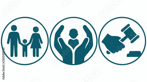 Family, Child Protection, and Legal Justice Icons Set