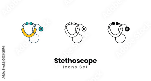 Stethoscope icons vector set stock illustration