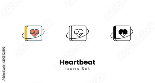 Heartbeat icons vector set stock illustration