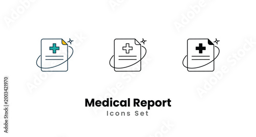 Medical Report icons vector set stock illustration