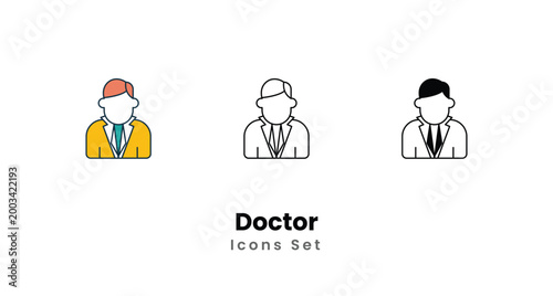 Doctor icons vector set stock illustration