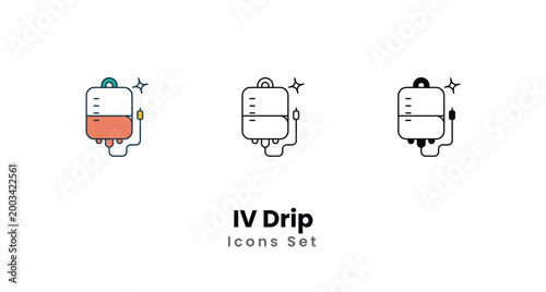 IV Drip icons vector set stock illustration