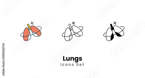 Lungs icons vector set stock illustration