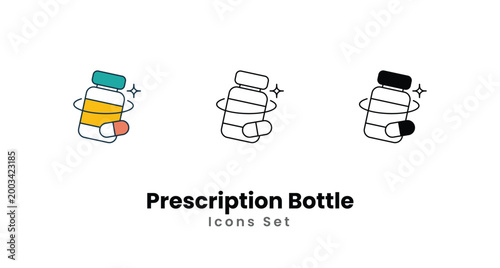 Prescription Bottle icons vector set stock illustration