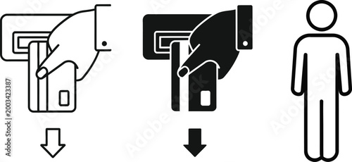 Fotografie Card reader illustration depicting the process of card insertion and use