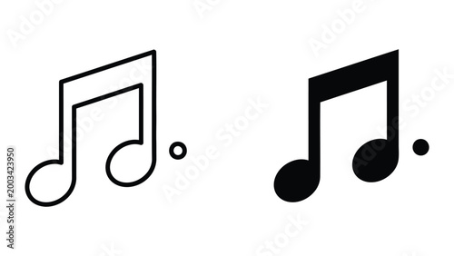 Fotografie Simple black musical notes icon with quarter and eighth notes