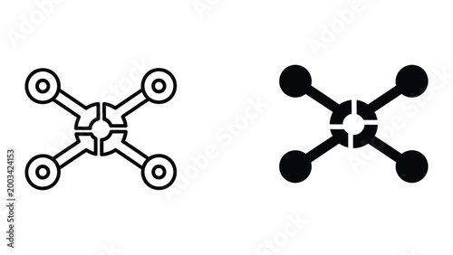 Minimalist network hub icon with connected nodes