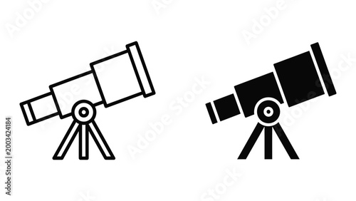 Two telescopes on tripod silhouettes illustration