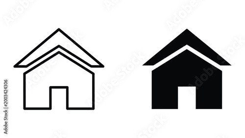 Simple house icon with black and white color contrast