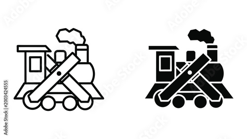 Old-fashioned steam train locomotive vector illustration