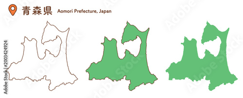 青森県の地図イラストセット｜日本地図・都道府県・教材