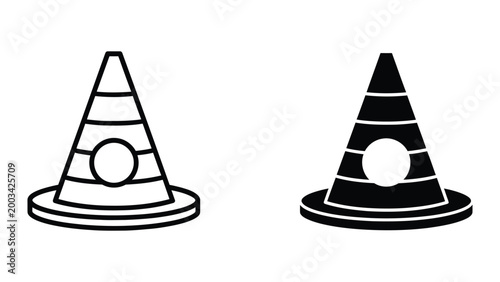 Foto Black and white traffic cone safety symbol with hole design