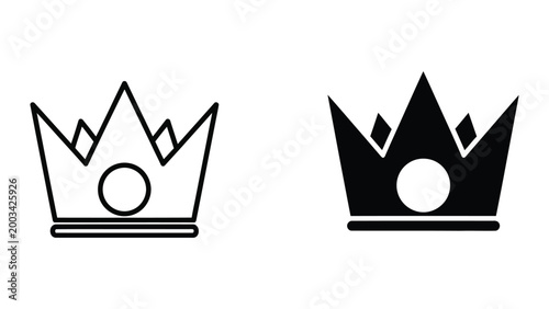Black and white crown icon with royal emblem
