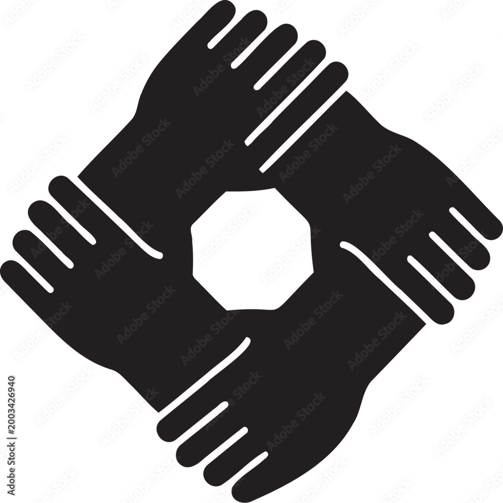 Obraz premium Black hands forming a circle