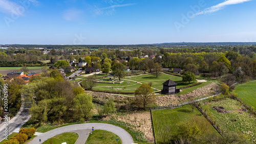 Photos Aerial drone view of the Archaeological Reserve in Kalisz-Zawodzie, Poland, feat