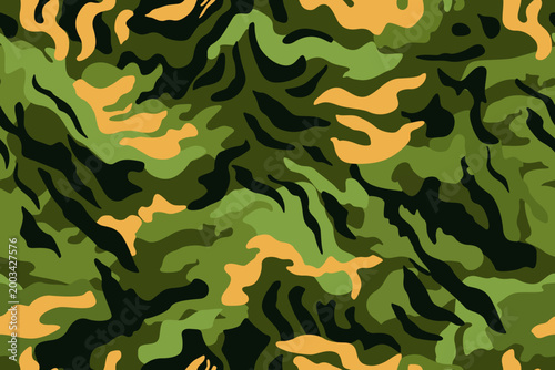 Alien camouflage of green and yellow colors seamless pattern