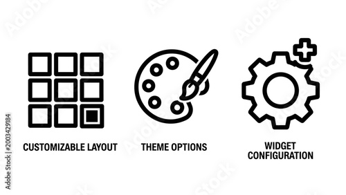 Web design customization and configuration icon set with front end customization configuration interface settings preference optimization software development personalization template