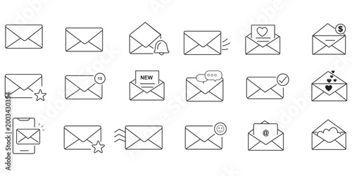 email letter message icon set