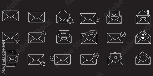 email letter message icon set