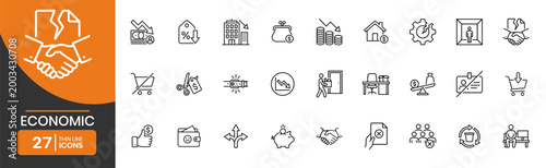 Economic Crisis and Downturn Icon Set