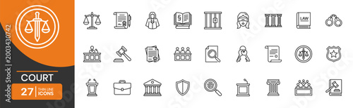 Konstfotografi Court and Legal Thin Line Web Icons