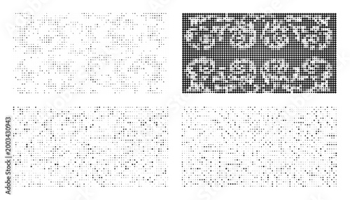 Intricate white decorative patterns and textures on a dark background